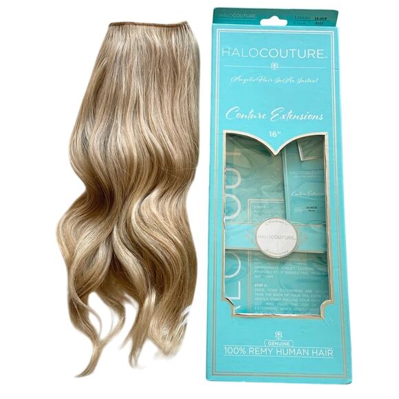 Halocouture Halo Extensions 16 inch F112 Warm Blonde w/ Highlights Original - Picture 2 of 10